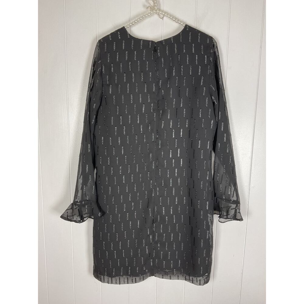 Banana Republic Black Ruffle Cuff Shift Dress Shear Sleeves Knee Length Dress 8 - Picture 6 of 8
